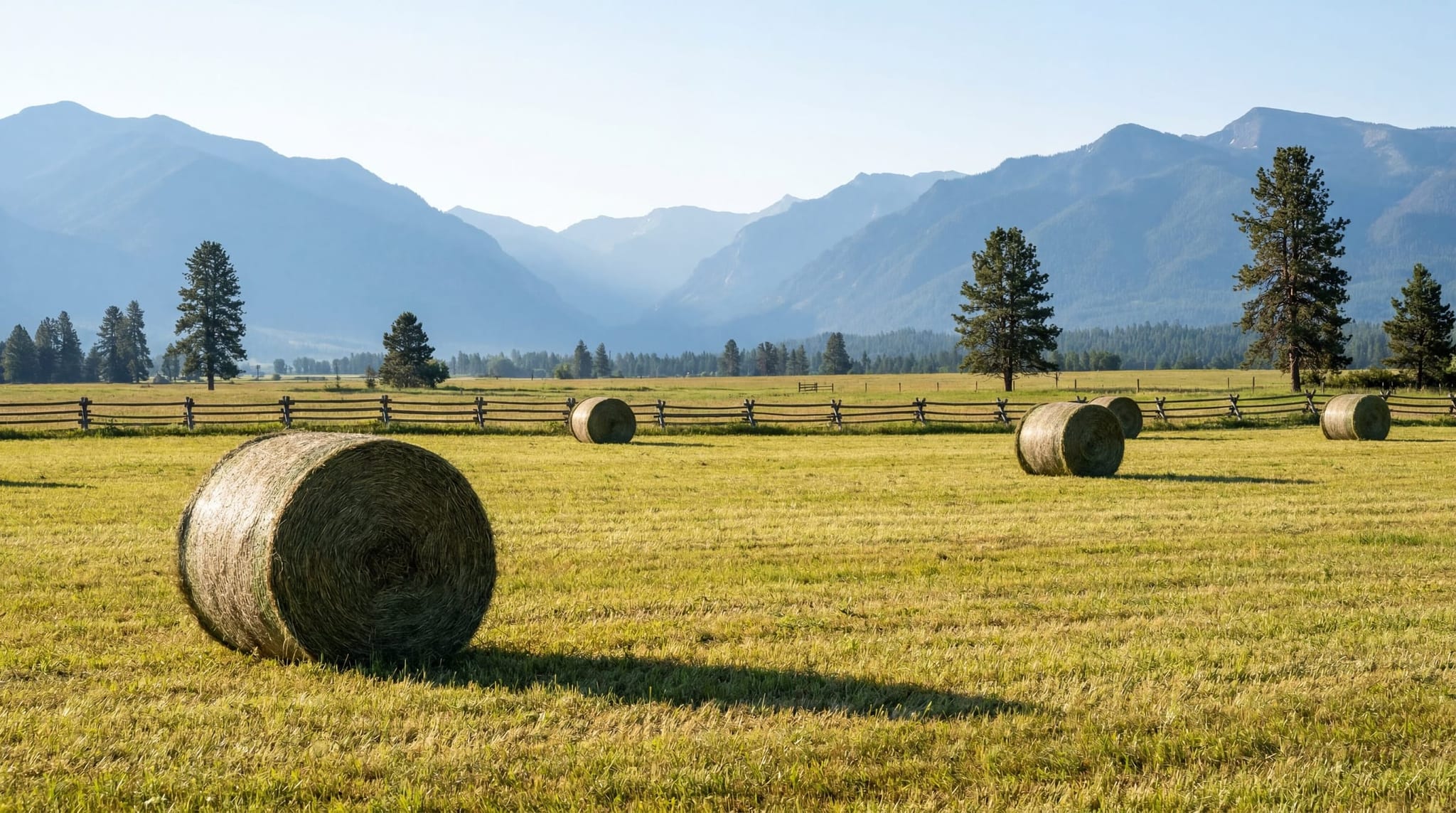 Florence, Montana — Working hayfield