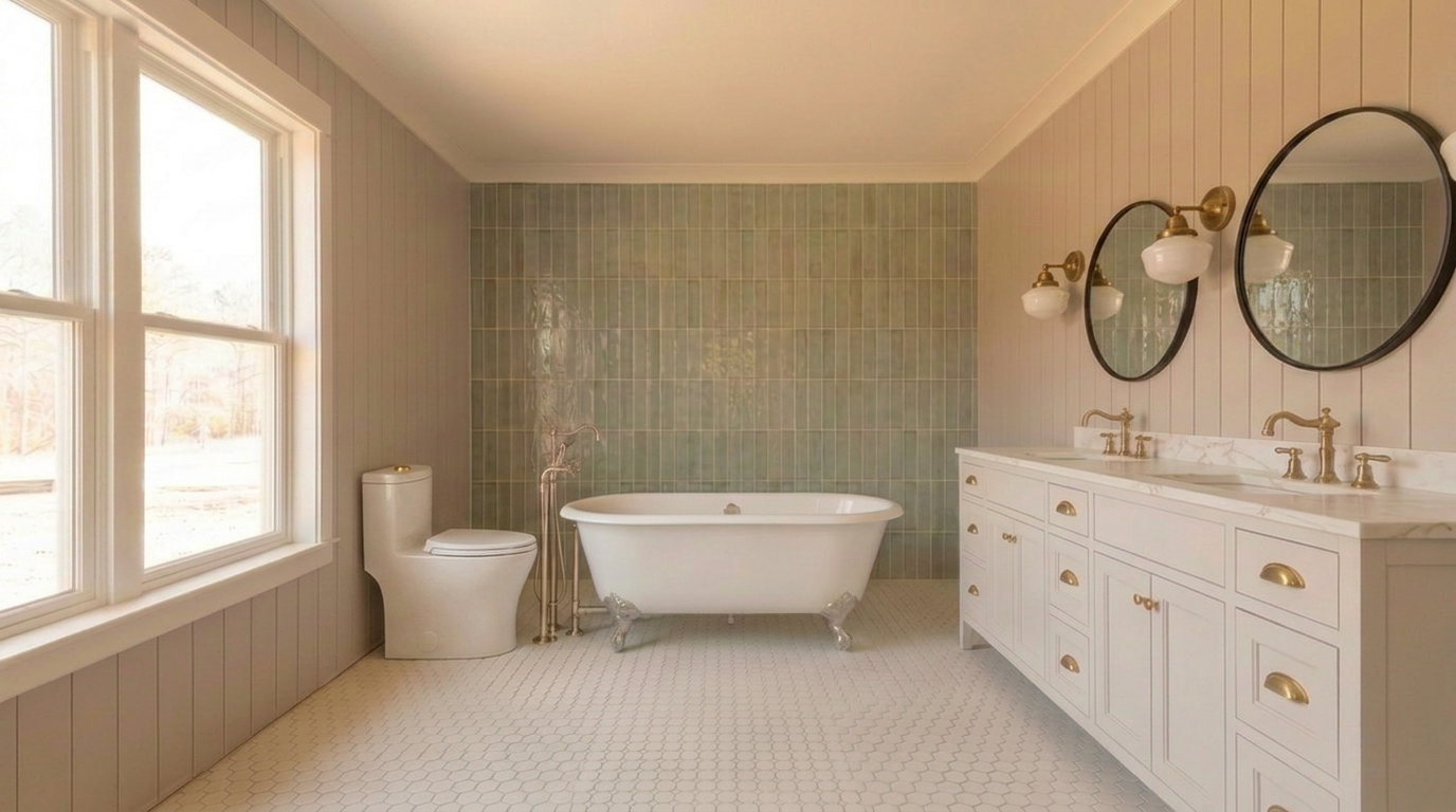 Becki Owens · Sage + Hex — finished bathroom