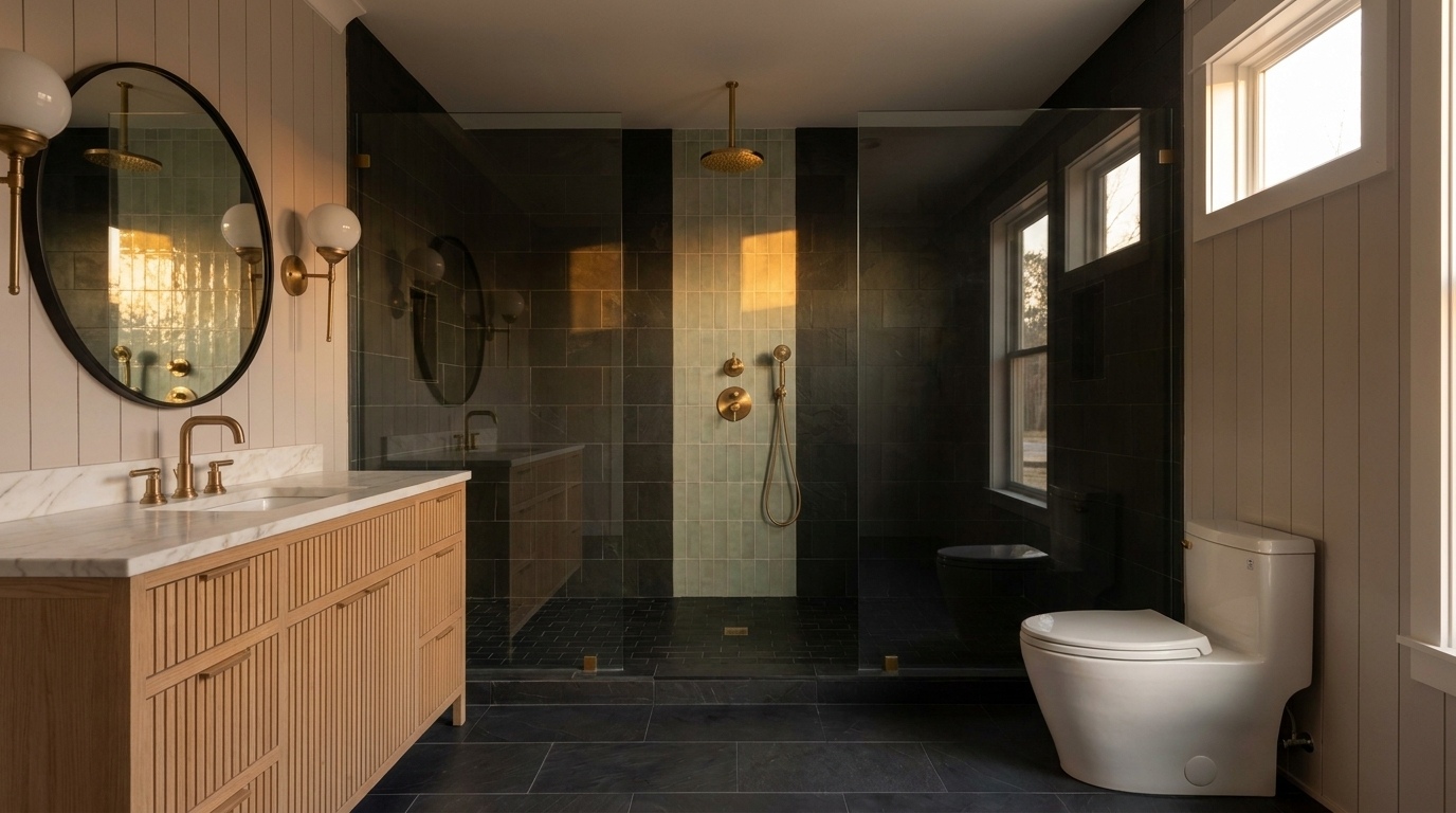 Moody Powder Bath — finished bathroom